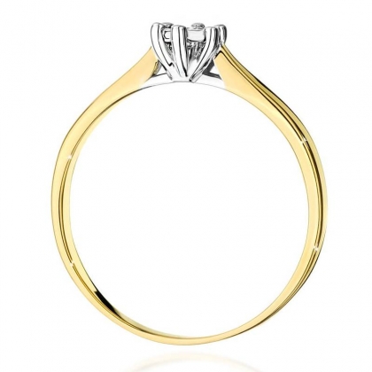 Zaręczynowy pierścionek z Brylantem 0,08ct z żółtego/białego złota pr.585